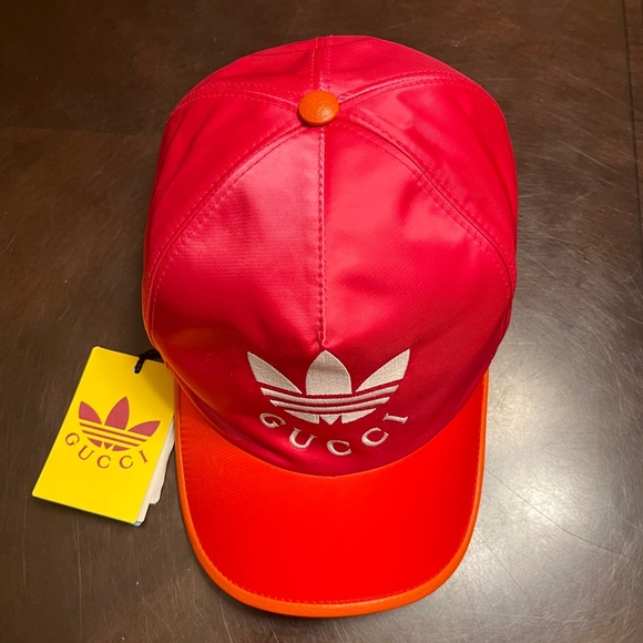 New Authentic Gucci Adidas Logo Pink Baseball Hat - Picture 3 of 15